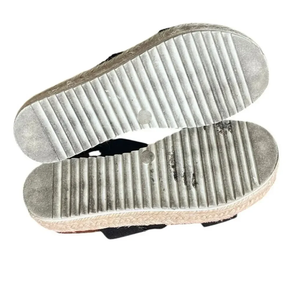 Madden Girl Cybell Black Elastic Strap Platform Espadrille Sandals Size 6.5 Y2K